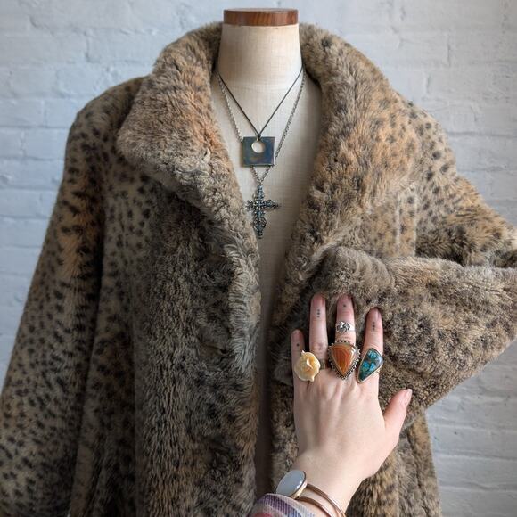 St John Faux Fur Cheetah Trench Coat Y2K Designer Animal Print Luxury Jacket - Picture 5 of 10